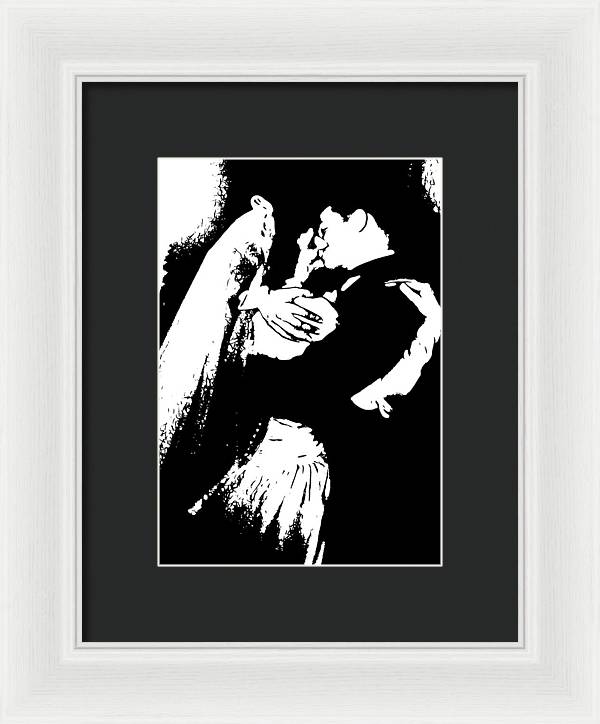 1940s Wedding Kiss Two Tone - Framed Print