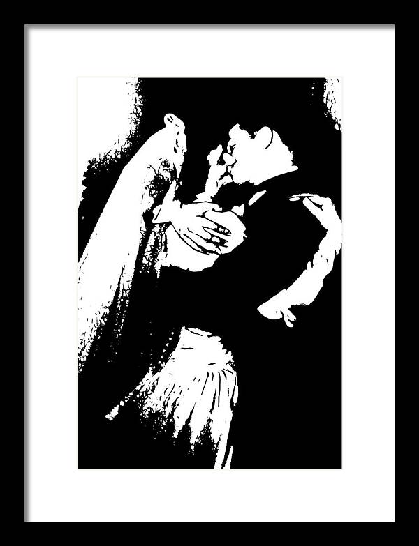 1940s Wedding Kiss Two Tone - Framed Print