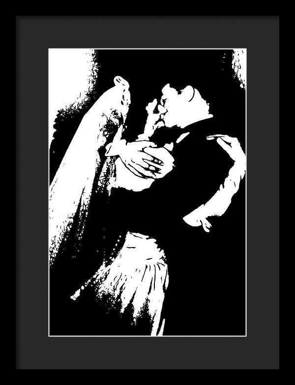 1940s Wedding Kiss Two Tone - Framed Print