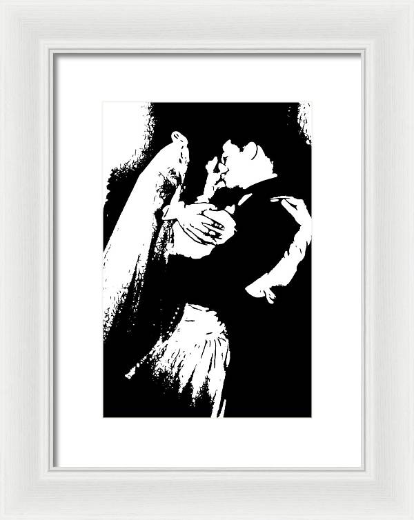 1940s Wedding Kiss Two Tone - Framed Print
