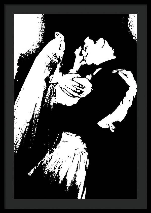 1940s Wedding Kiss Two Tone - Framed Print