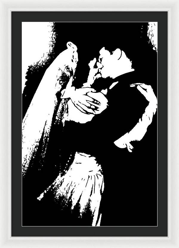 1940s Wedding Kiss Two Tone - Framed Print