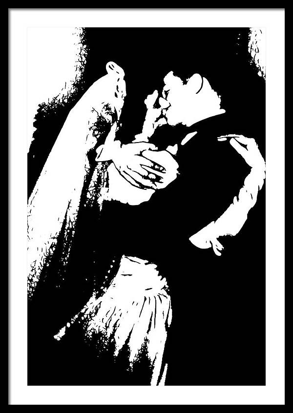 1940s Wedding Kiss Two Tone - Framed Print