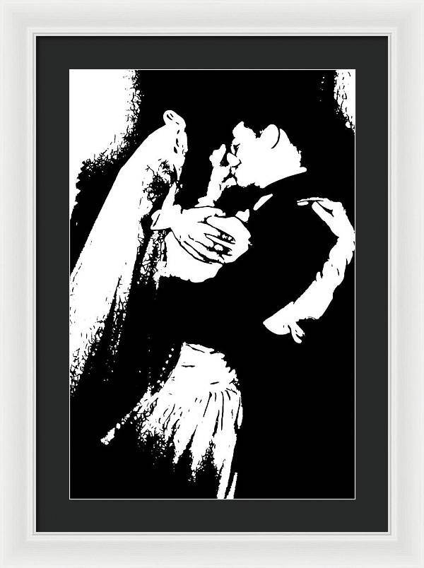 1940s Wedding Kiss Two Tone - Framed Print
