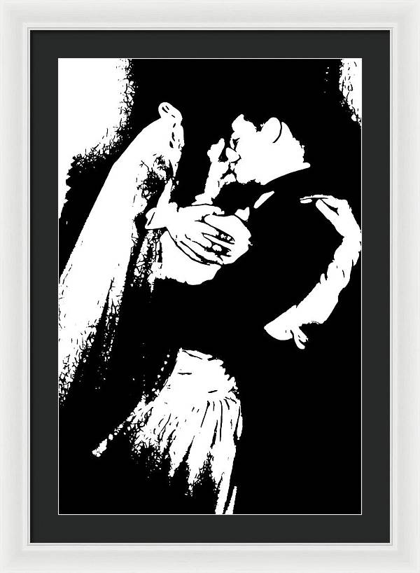 1940s Wedding Kiss Two Tone - Framed Print