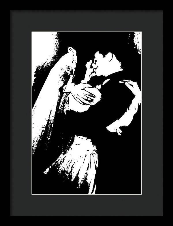 1940s Wedding Kiss Two Tone - Framed Print