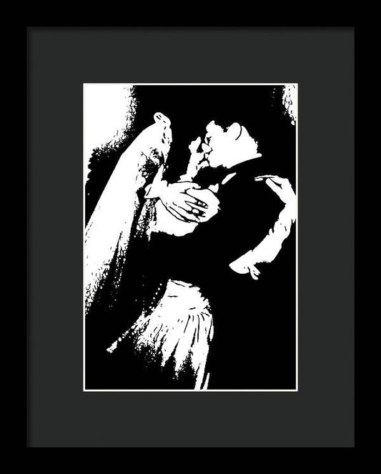 1940s Wedding Kiss Two Tone - Framed Print