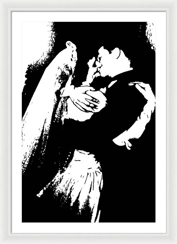 1940s Wedding Kiss Two Tone - Framed Print