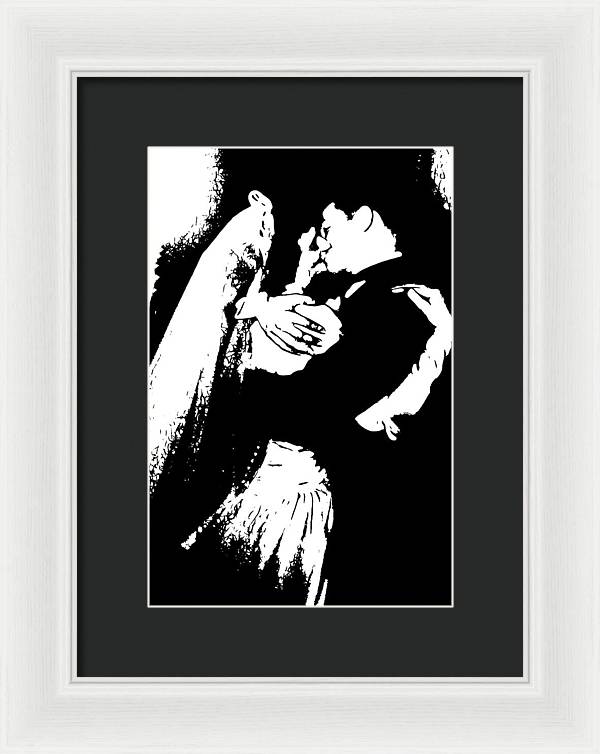1940s Wedding Kiss Two Tone - Framed Print