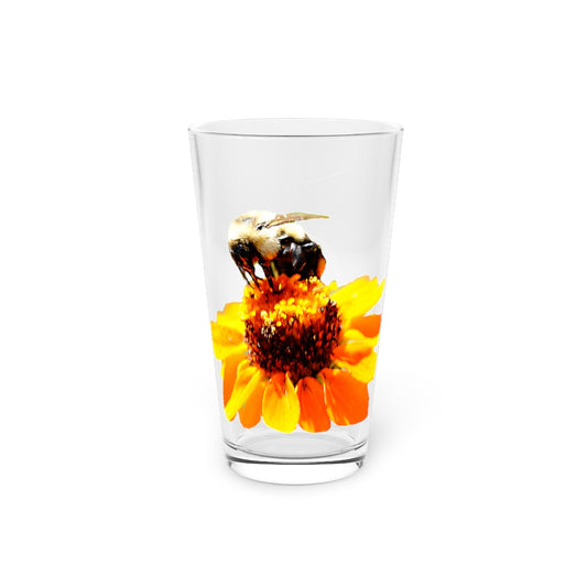 Bee On a Flower Pint Glass, 16oz