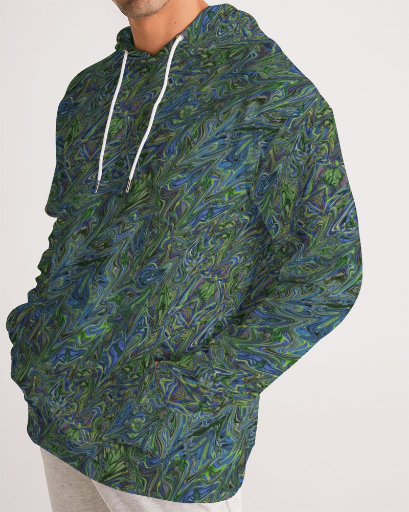 Blue Green Liquid Marbling Men's Hoodie