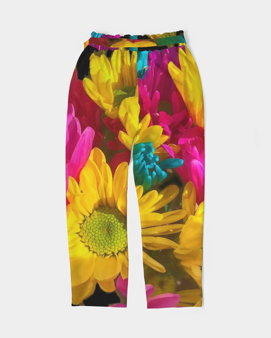 Bright Spring Daisies Women's Belted Tapered Pants
