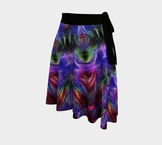 Purple Blue Soft Blend Abstract Wrap Skirt
