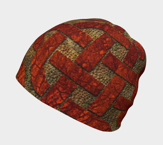 Red Leather Look Celtic Knot Hat