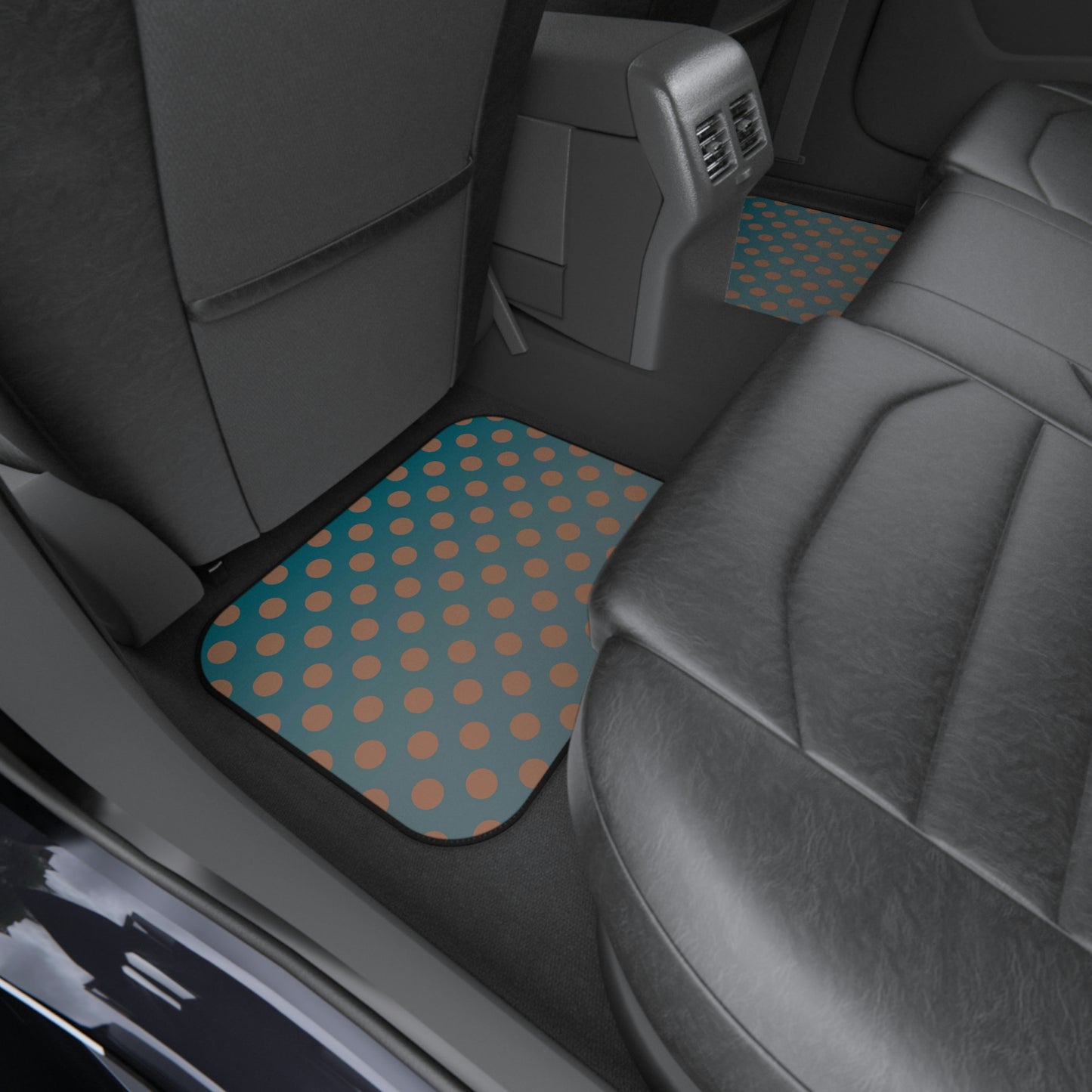 Denim and Brown Polkadots Car Mats (Set of 4)