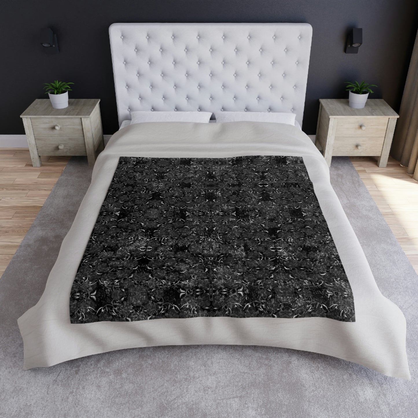 Black Roses Crushed Velvet Blanket
