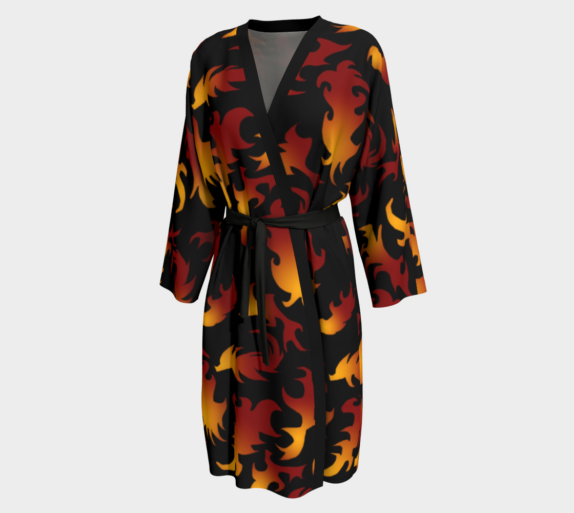 Abstract Flames Pattern Peignoir