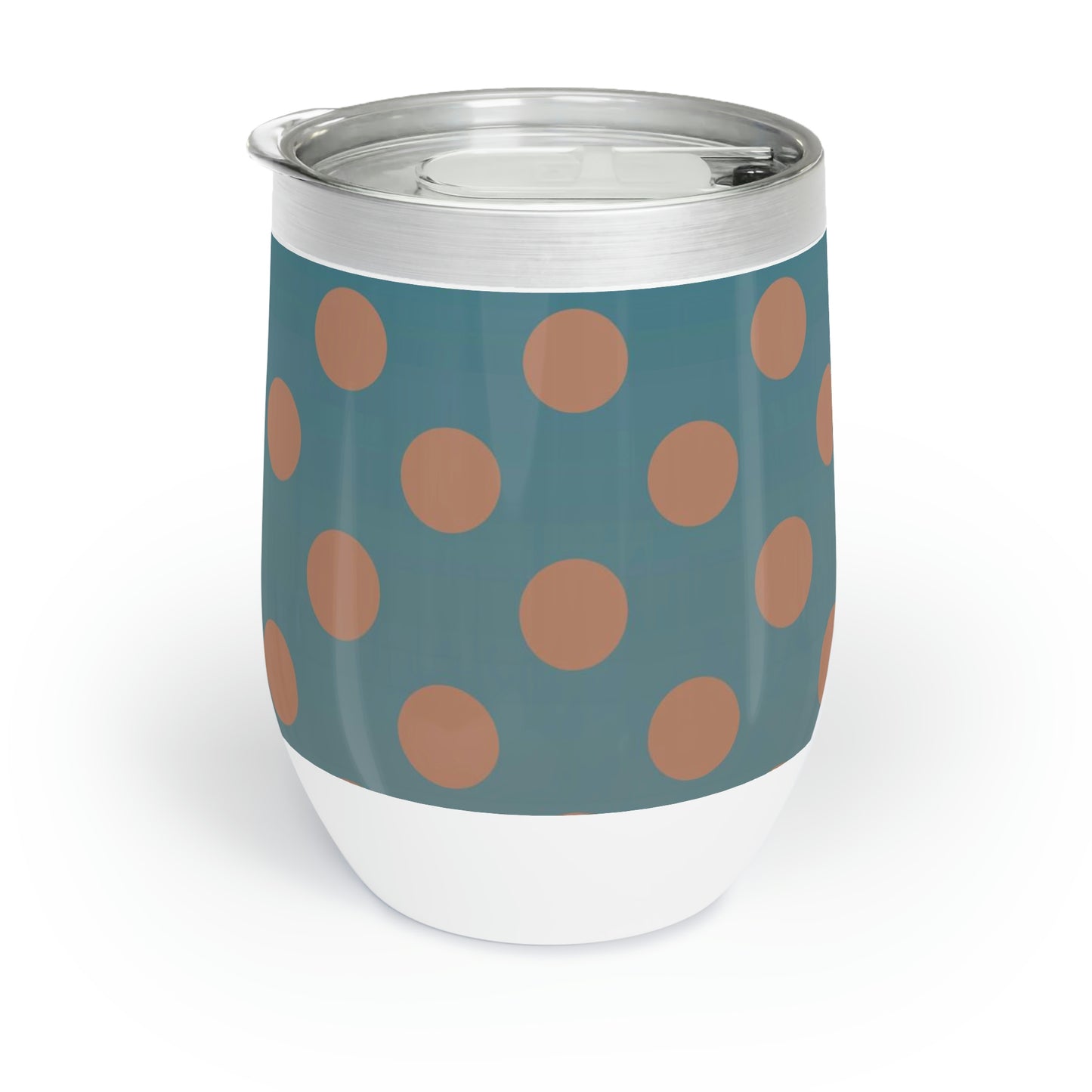 Denim and Brown Polkadots Chill Wine Tumbler