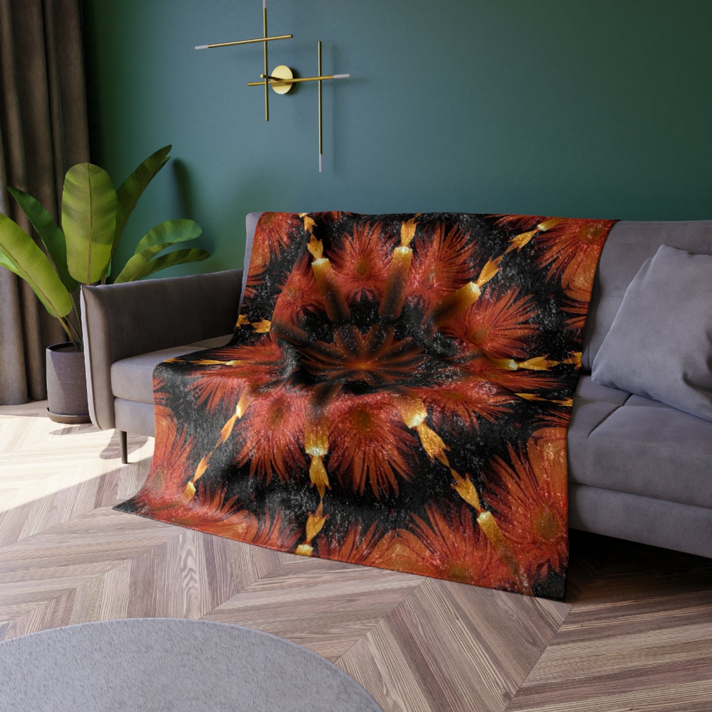 Candle Flower Kaleidoscope Crushed Velvet Blanket
