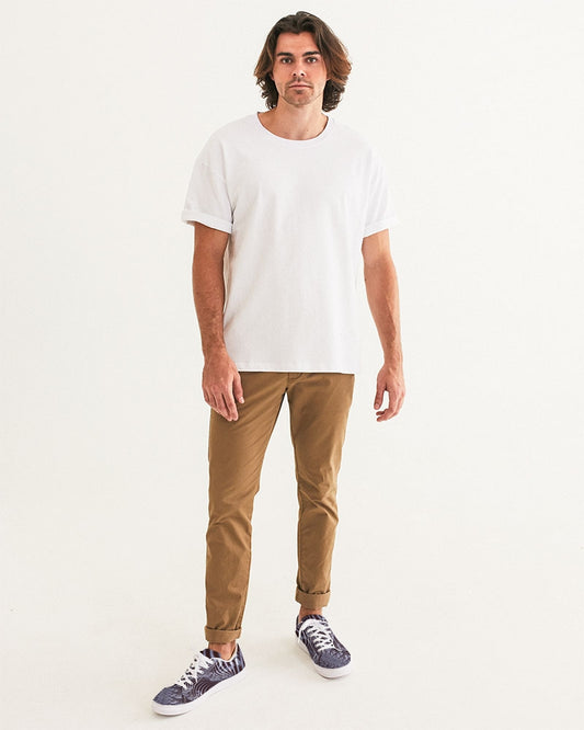 Black and White Spiral Fractal Men's Faux-Leather Sneaker