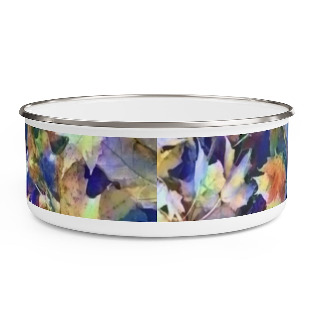 Late October Leaves In Blue Enamel Bowl
