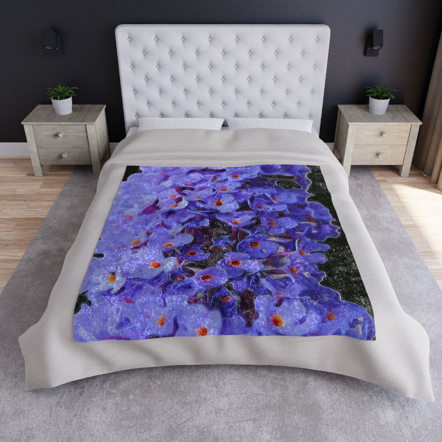Butterfly Flower Crushed Velvet Blanket