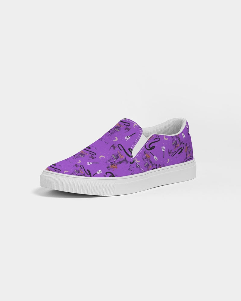 Witch Cat Cauldron Pattern Women's Slip-On Canvas Shoe