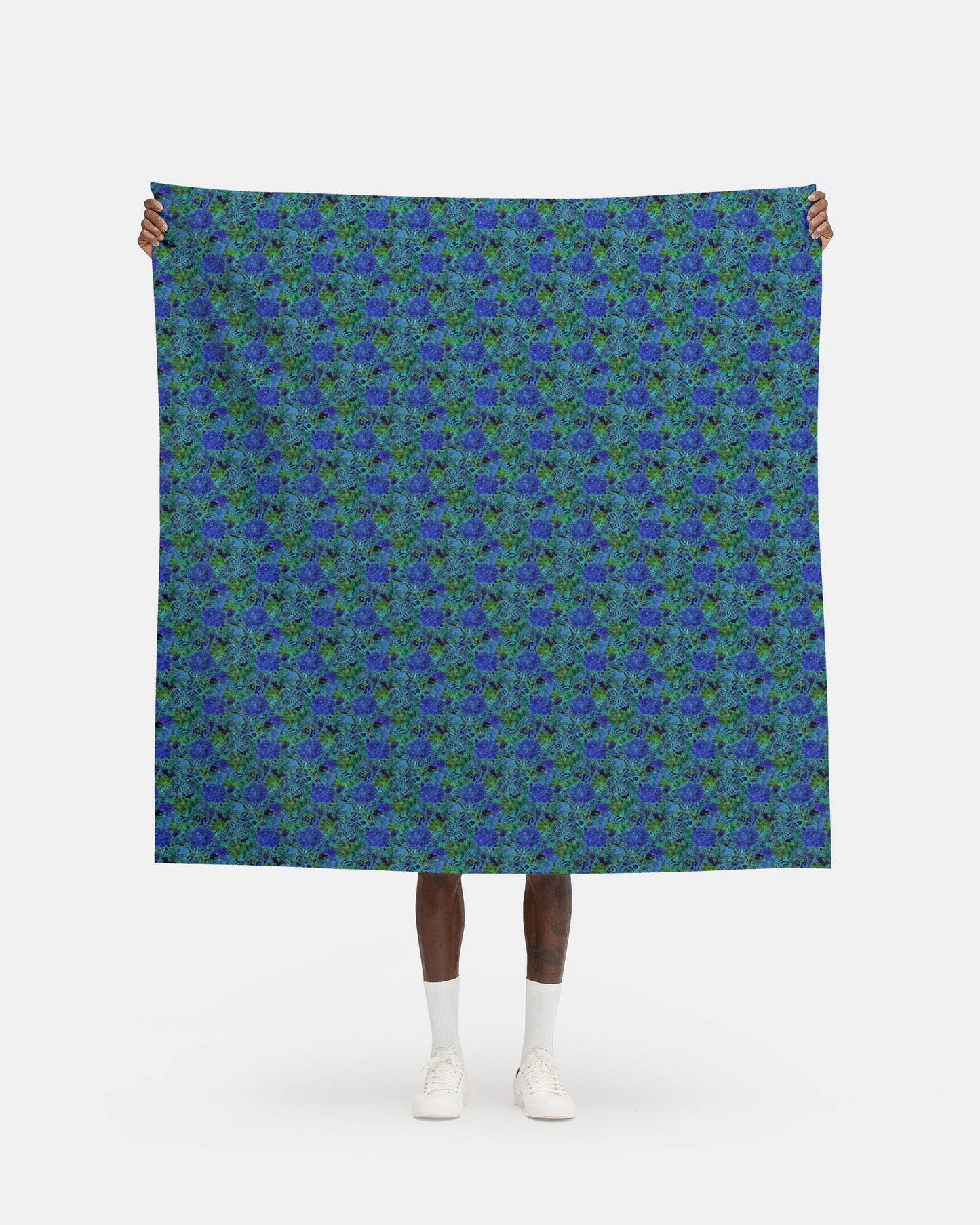 Blue Green Flower Pattern Fabric