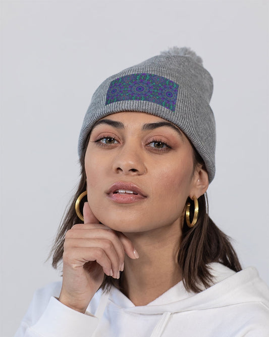 Blue Green Purple Kaleidoscope Pom-Pom Knit Beanie | Sportsman