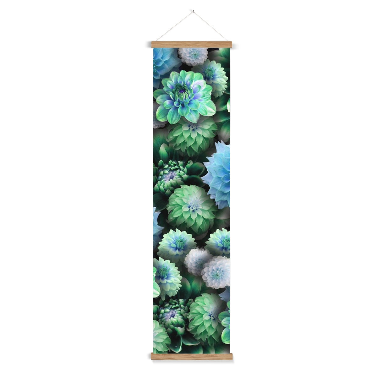 Blue Green Dahlias Wall Height Chart