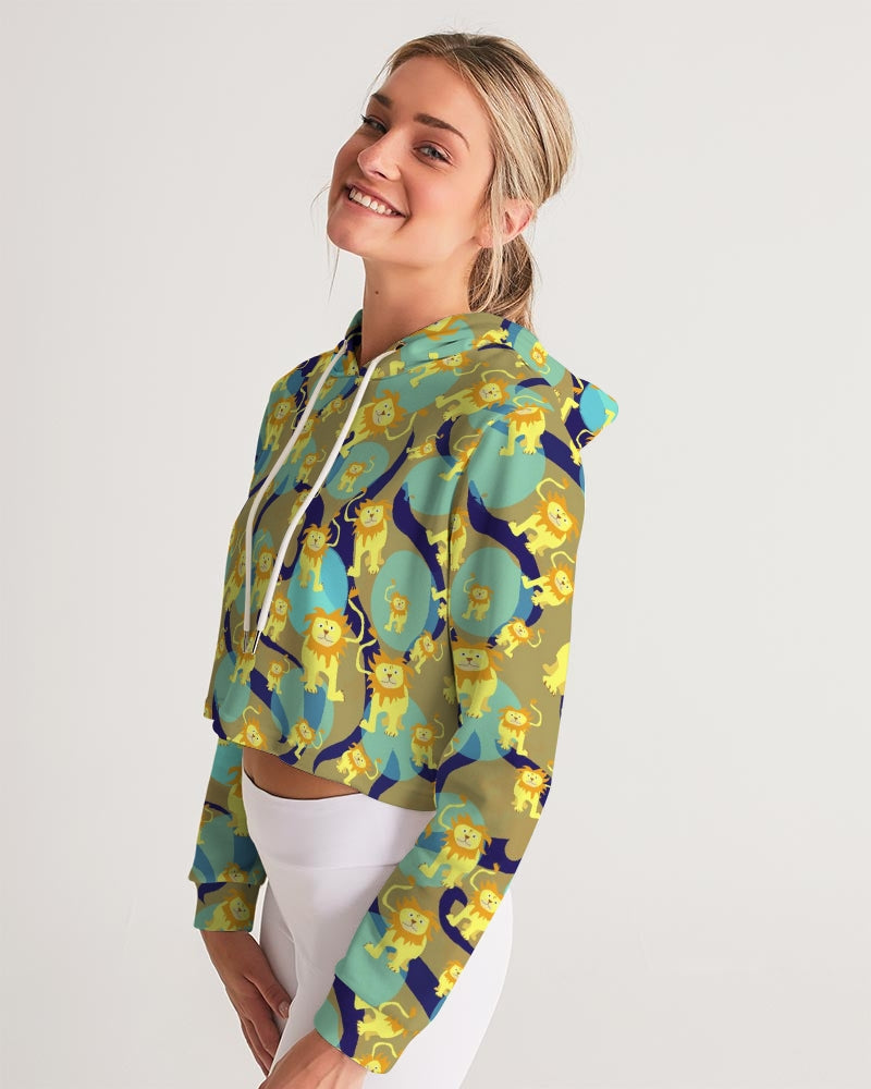 Lion Pattern Women's Cropped Hoodie