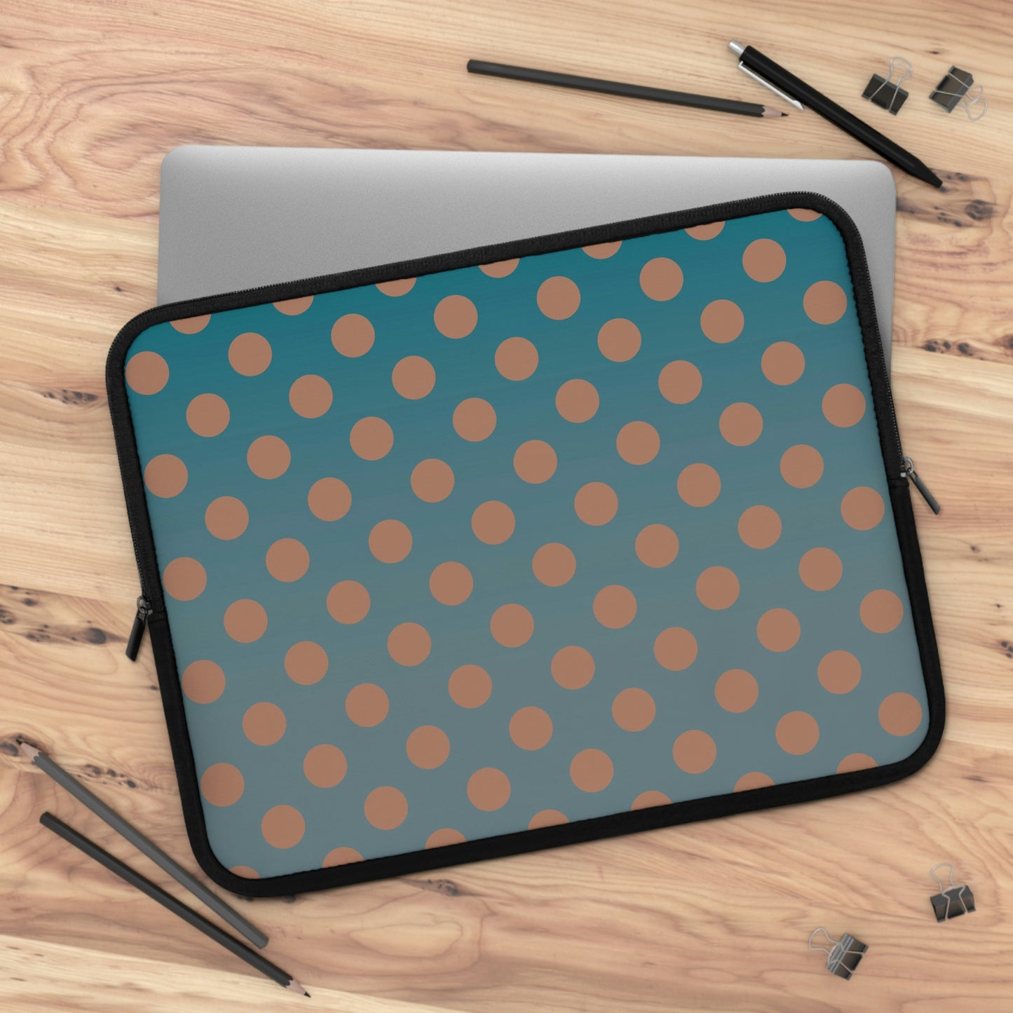 Denim and Brown Polkadots Laptop Sleeve