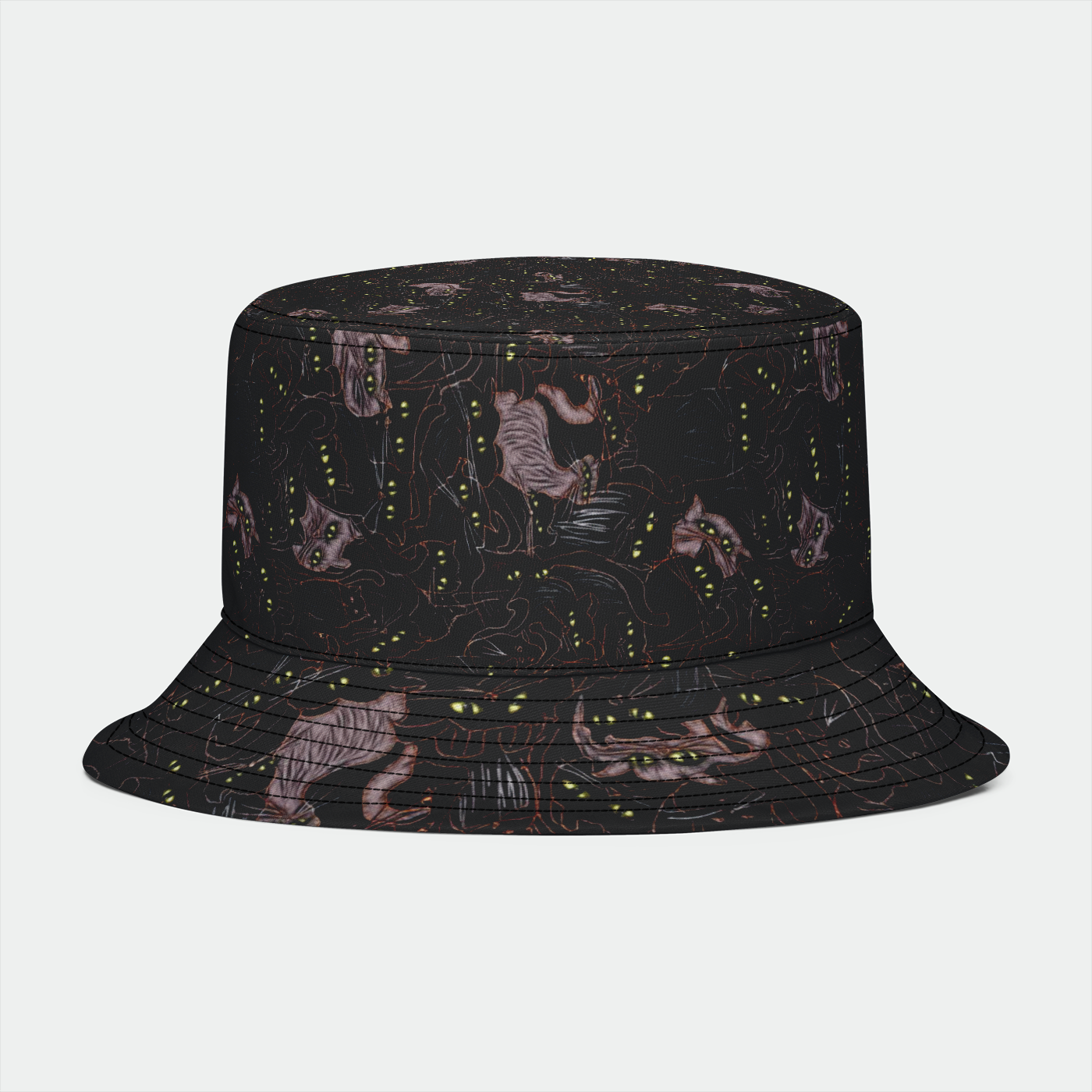 Black Cats Pattern Bucket Hat