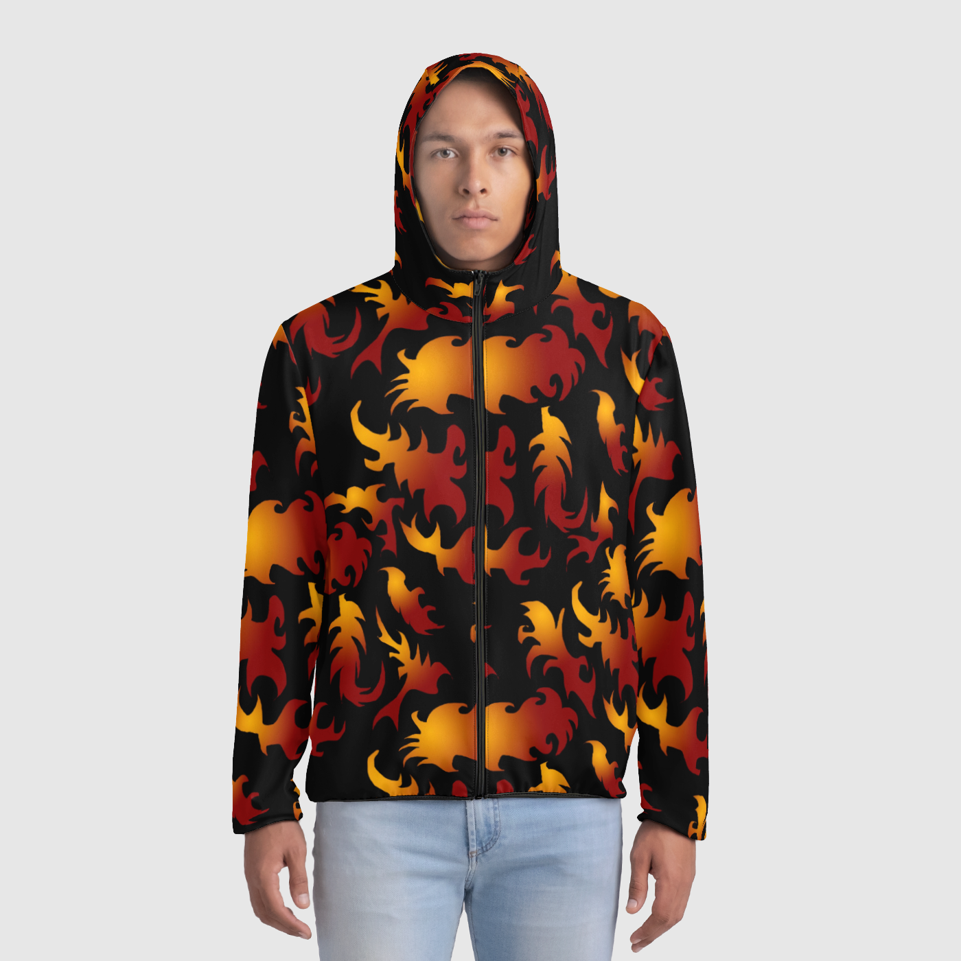 Abstract Flames Pattern Unisex Windbreaker