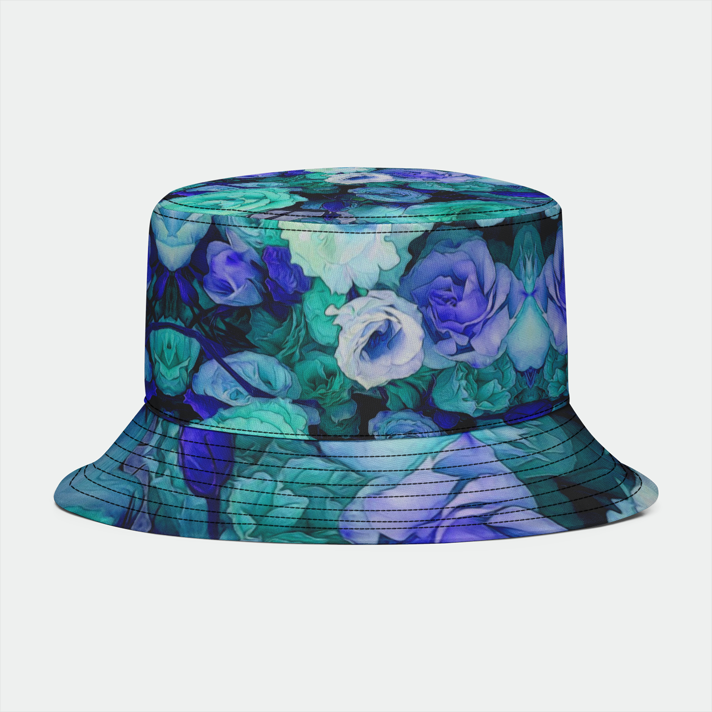 Aqua Flower Kaleidoscope Bucket Hat