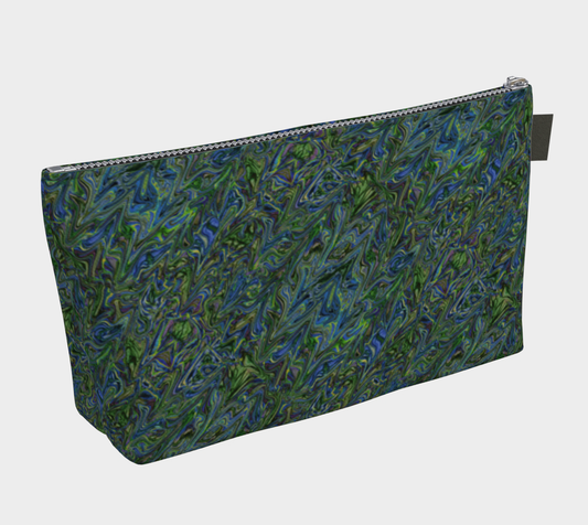 Blue Green Liquid Swirl Makeup Bag