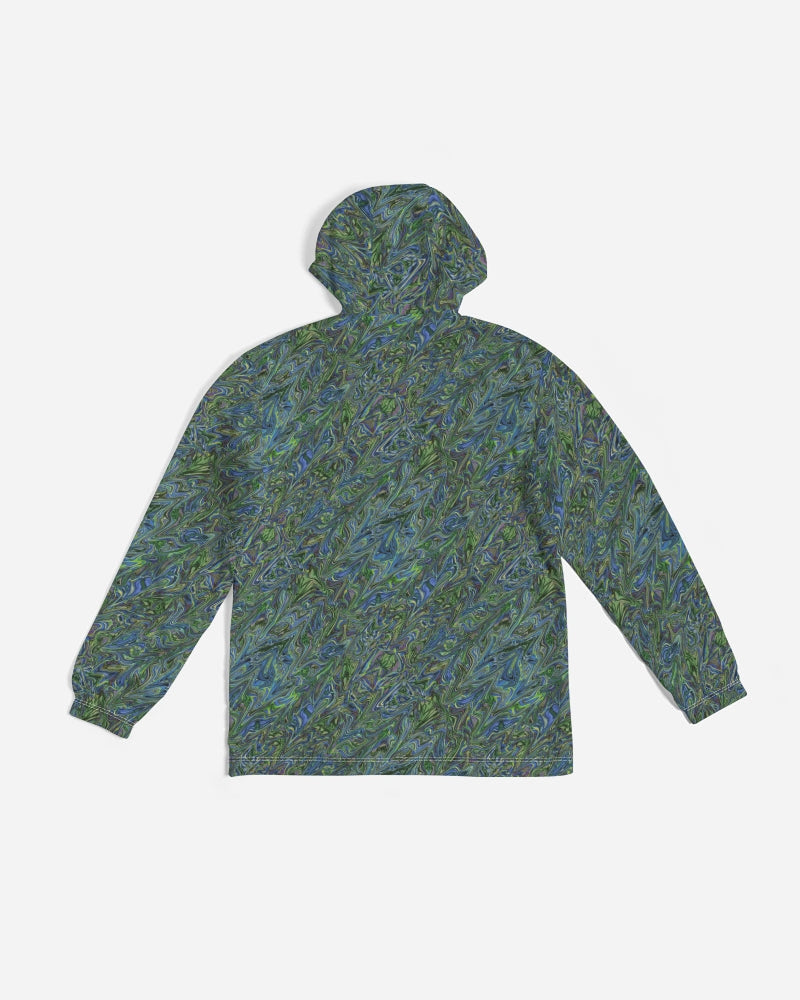 Blue Green Liquid Marbling Men's Windbreaker