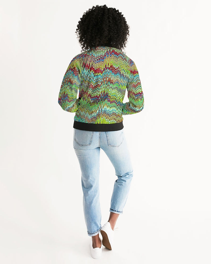 Cool Green Marbled Women's Bomber Jacket