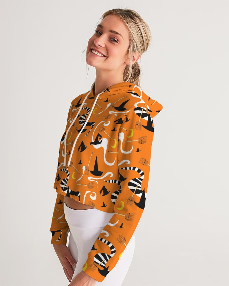 Witch Hats and Brooms Women's Cropped Hoodie