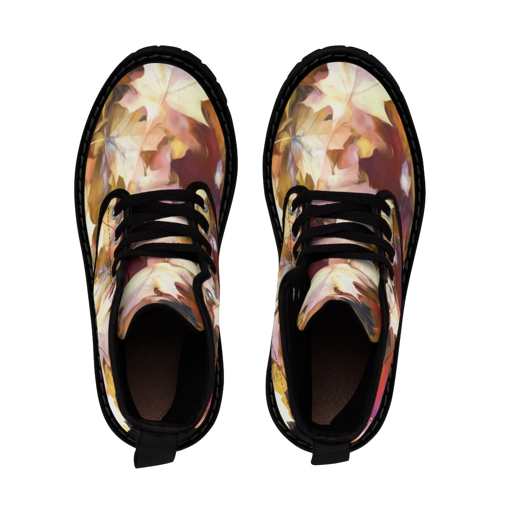 Fall Leaves Bright Women's Canvas Boots