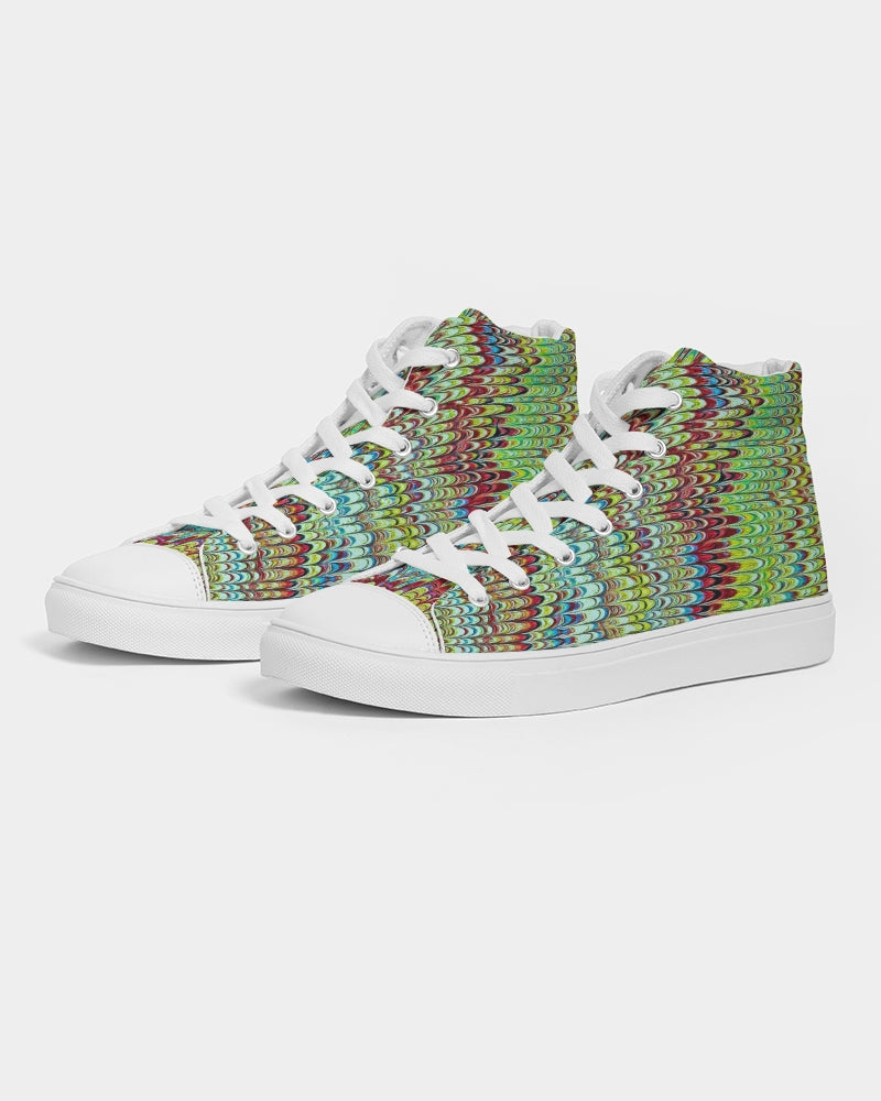 Cool Green Marbled Women's Hightop Canvas Shoe