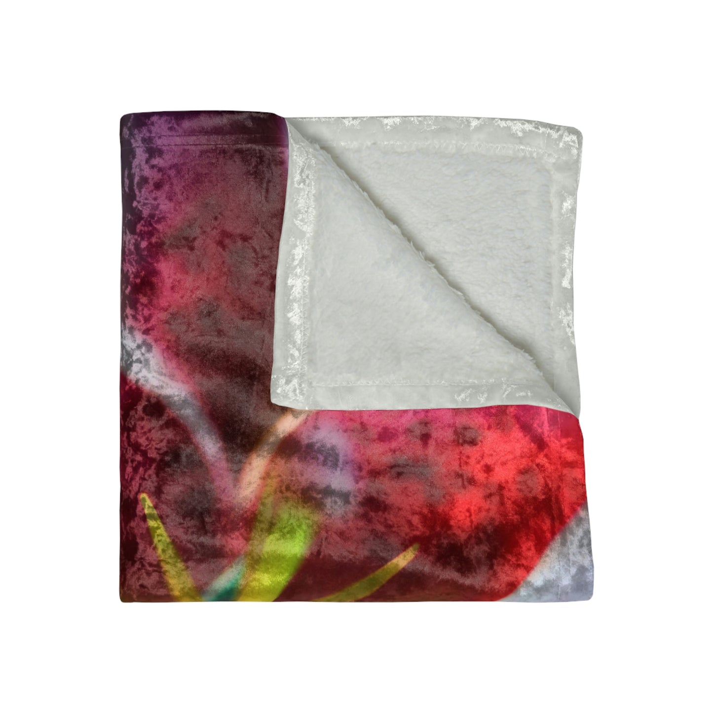 Blue Petals On a Pink and White Lily Crushed Velvet Blanket
