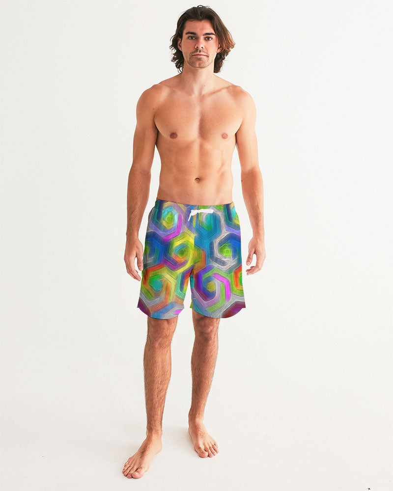 Colorful Hexagons Men's Swim Trunk