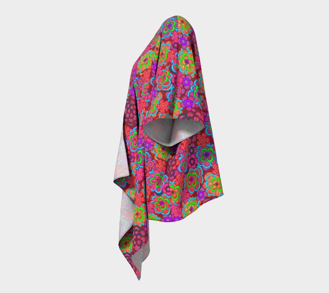 Pink Striped Flower Pattern Draped Kimono