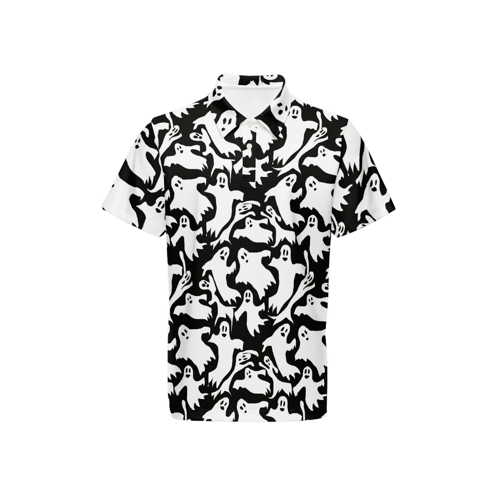 Ghosts Pattern Men’s Classic Fit Short-Sleeve Polo Shirt-Heavyweight 225g