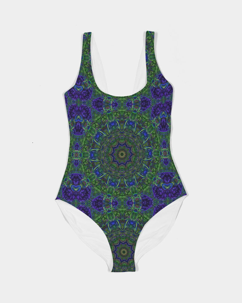 blue Green Ribbon Kaleidoscope Women's One-Piece Swimsuit