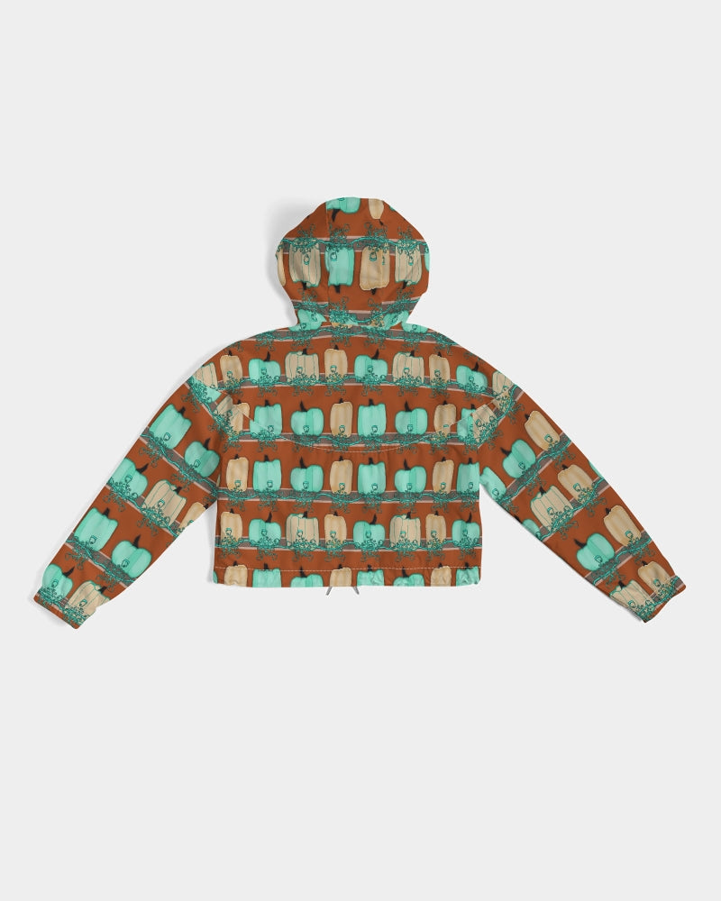 Blue Green Pumpkins Women's Cropped Windbreaker