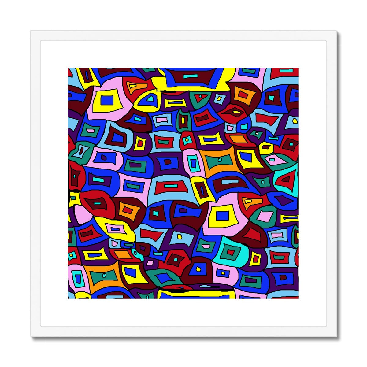 Wavy Square Pattern Framed & Mounted Print