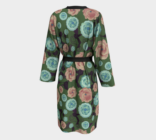 Earthy Peach and Turquoise Flower Pattern Peignoir
