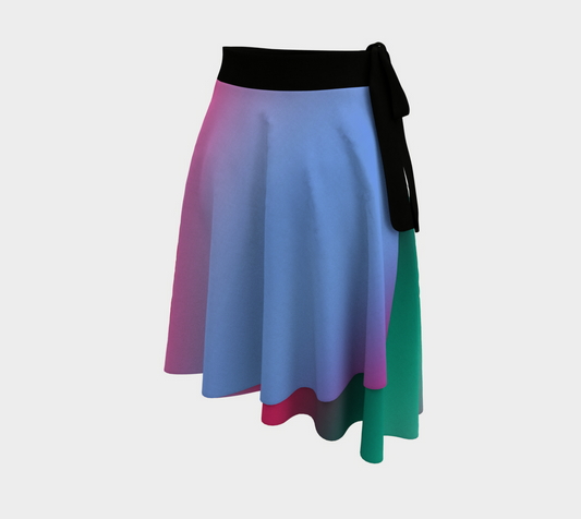 Pink Green Blue Gradient Wrap Skirt